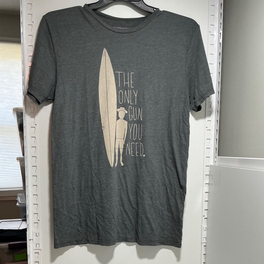 Outerknown Mens The Only Gun You Need Surf Graphic Tee Charcoal Grey Medium